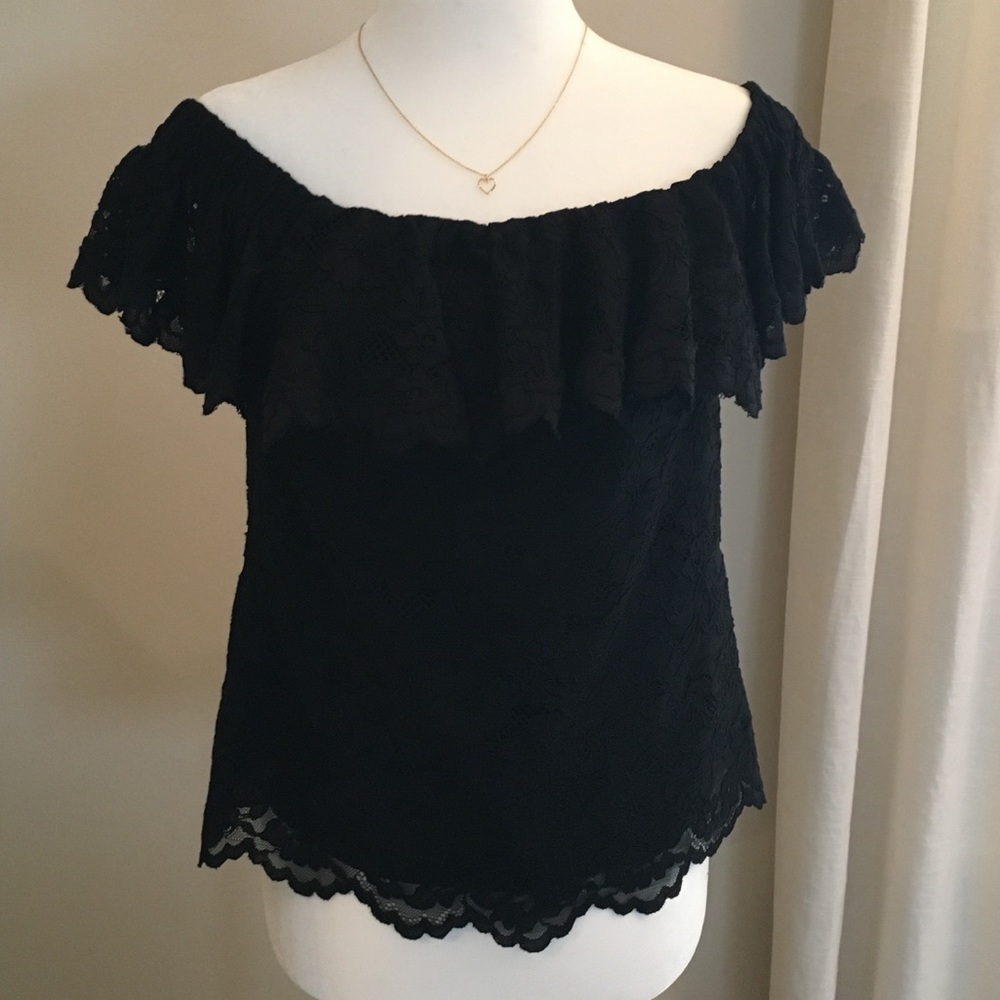 NWT! Rebecca Taylor Off the Shoulder Lace Top
